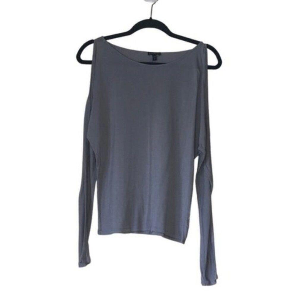 Express Long Sleeve Cold Shoulder Gray Top